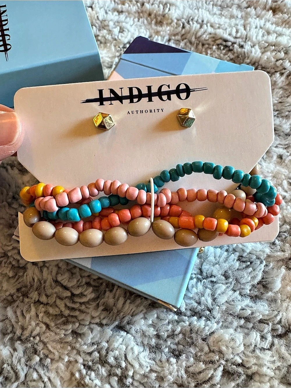 NEW Indigo Authority Monarch Beaded Bracelet & Earrings Set